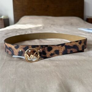 Michael Kors Animal Print Belt with Gold-Tone Buckle